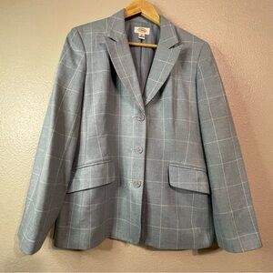 Talbots Plaid Wool‎ Silk Blazer 8